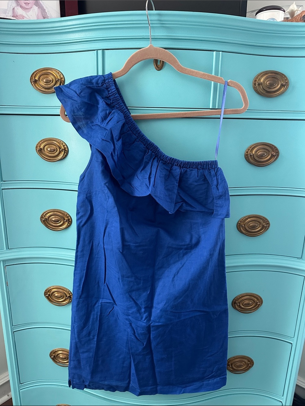 J. Crew Royal Blue one shoulder dress